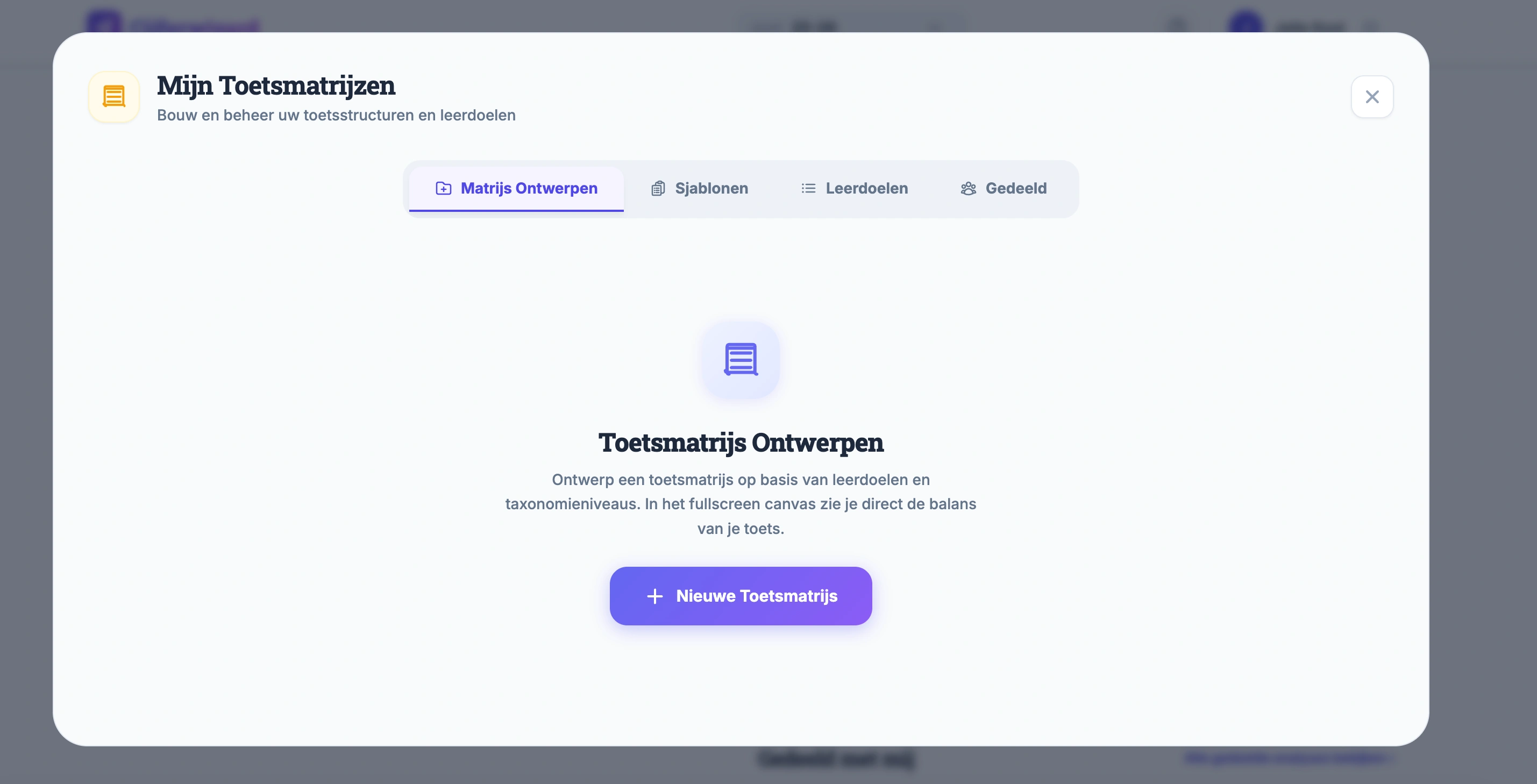 Configuratie van de weging en taxonomie in de toetsmatrijs